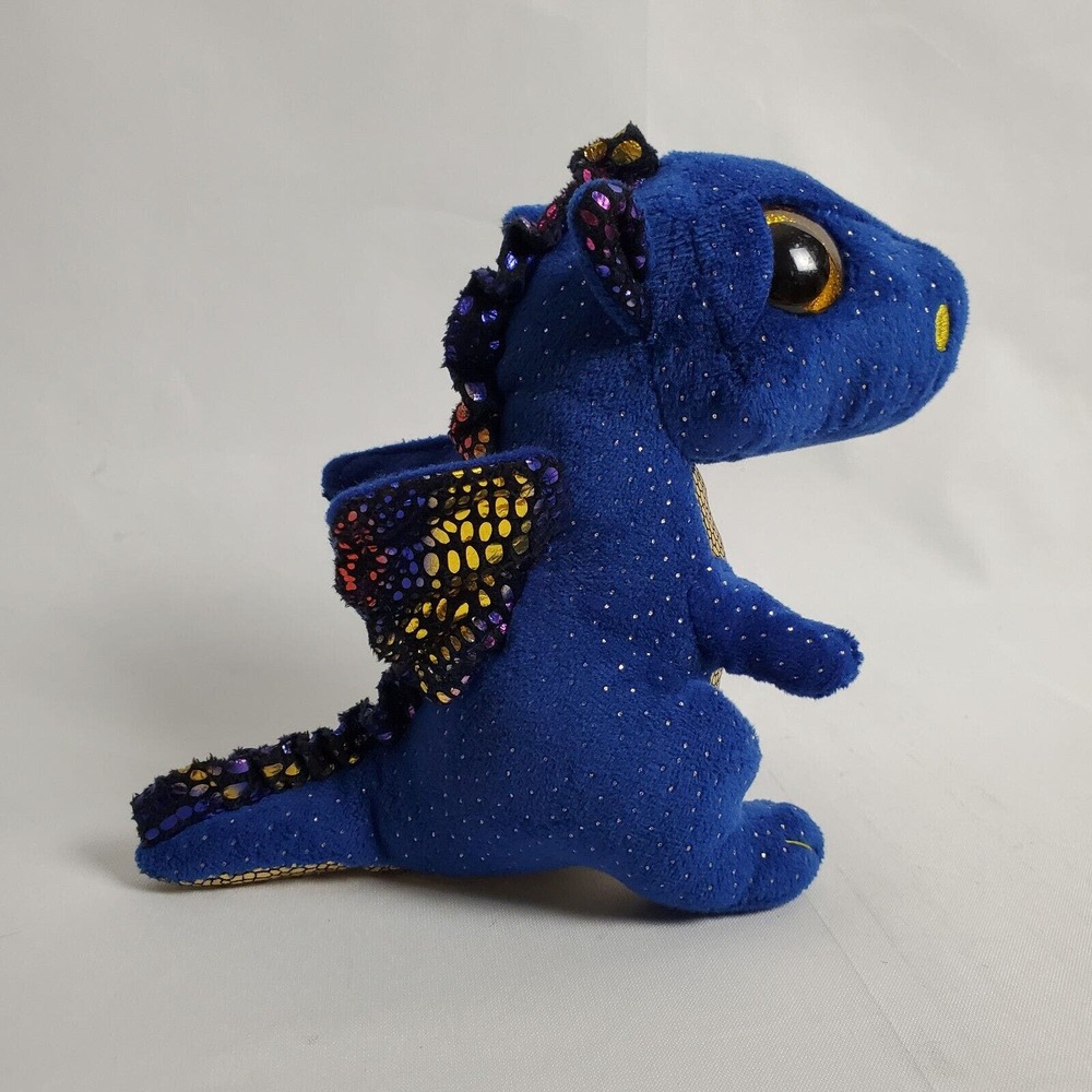 Ty Dragon Plush Saffire Blue Rainbow Glitter Eyes Stuffed Animal 6" - Picture 6 of 11